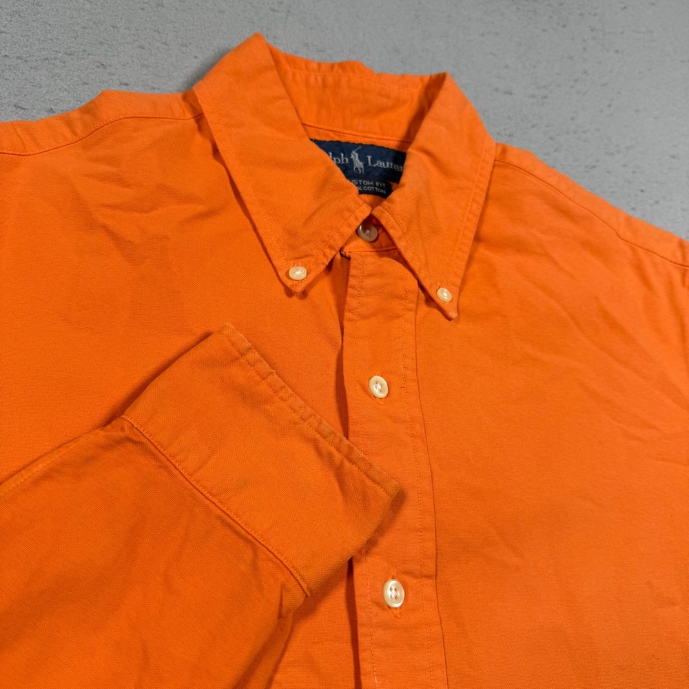 Polo Ralph Lauren Orange Custom Fit Cotton Oxford Button Down Shirt Mens Medium